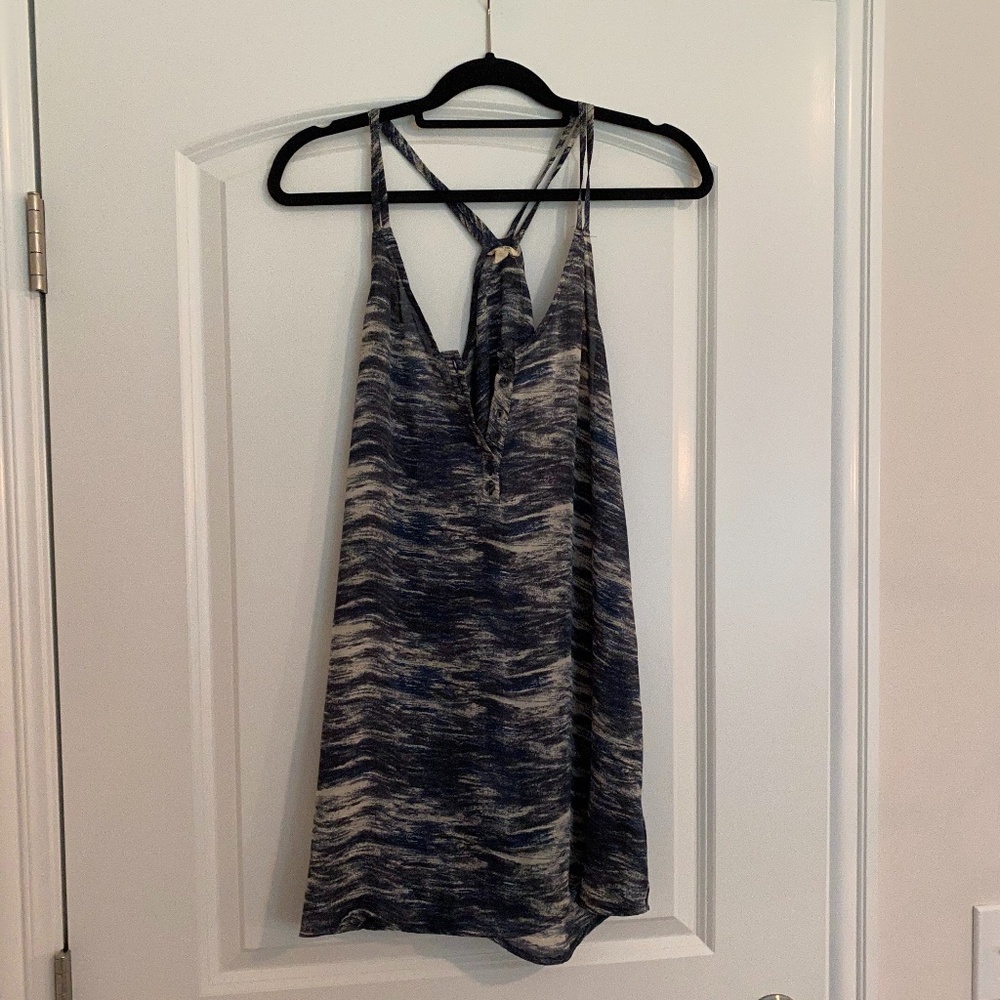 Blue and white polyester dress